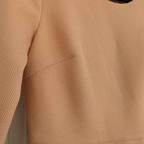 Salmon Pink Wool Long-Sleeve A-line Dress - Picture 4 of 7